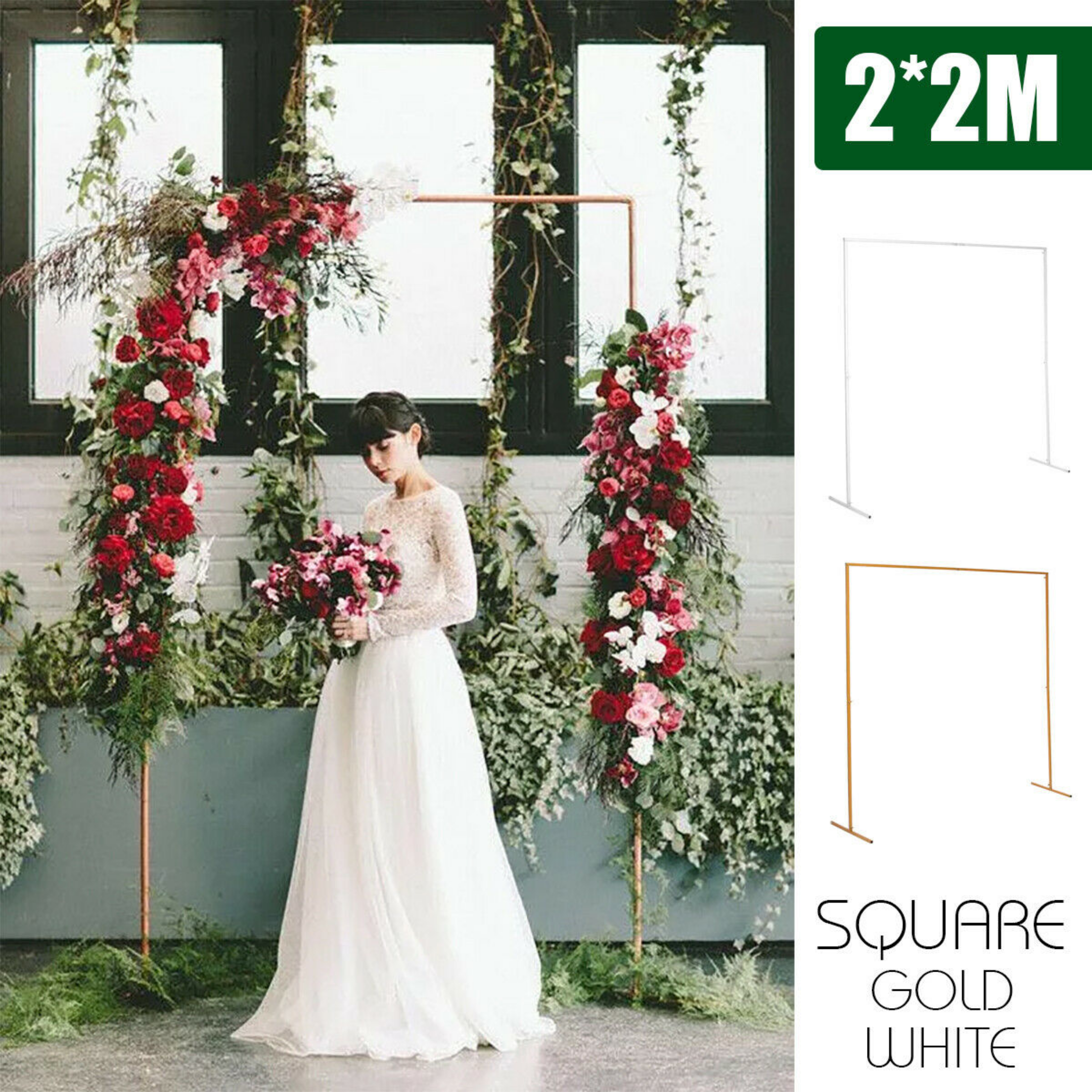 2M White Wedding Arch Square Backdrop Flower Display Stand Background AU