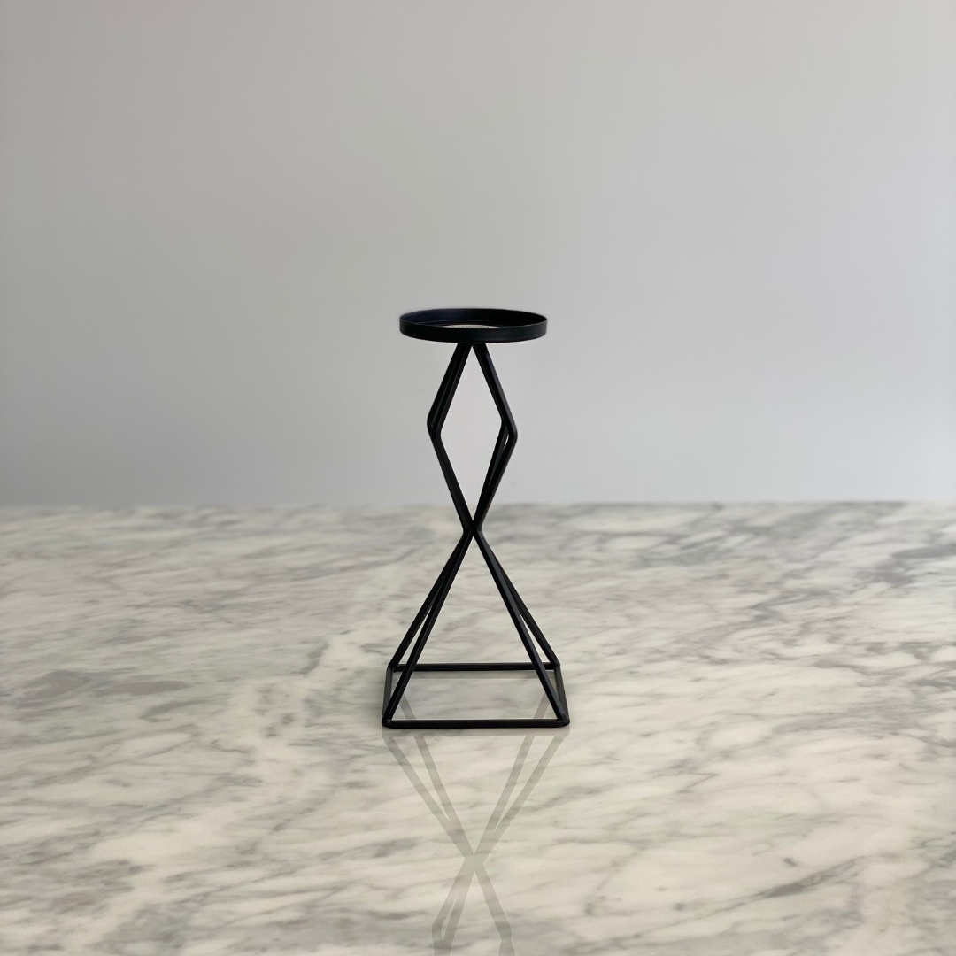 Matt Black Candle holder stands (Set of 2) - Small single size