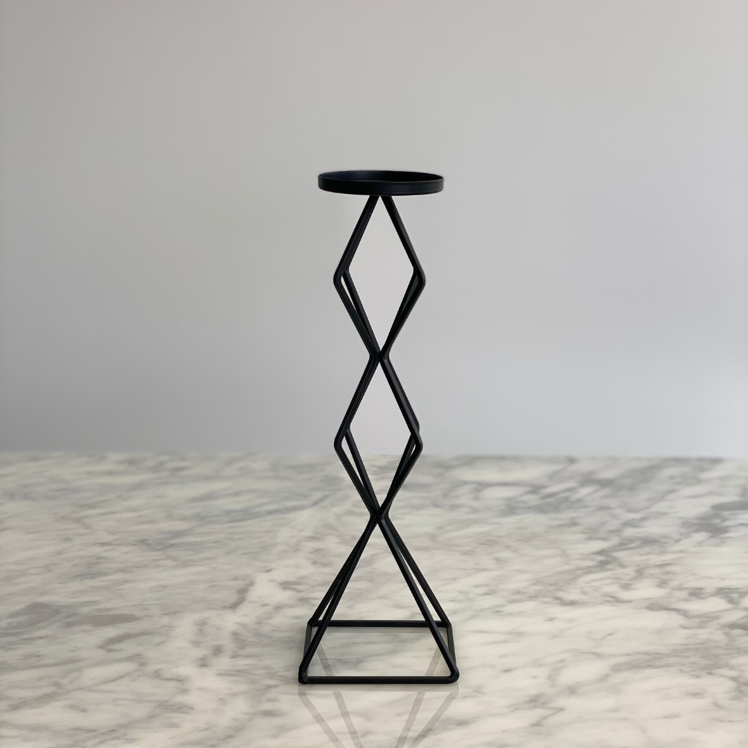 Matt Black Candle holder stands (Set of 2) - Small single size