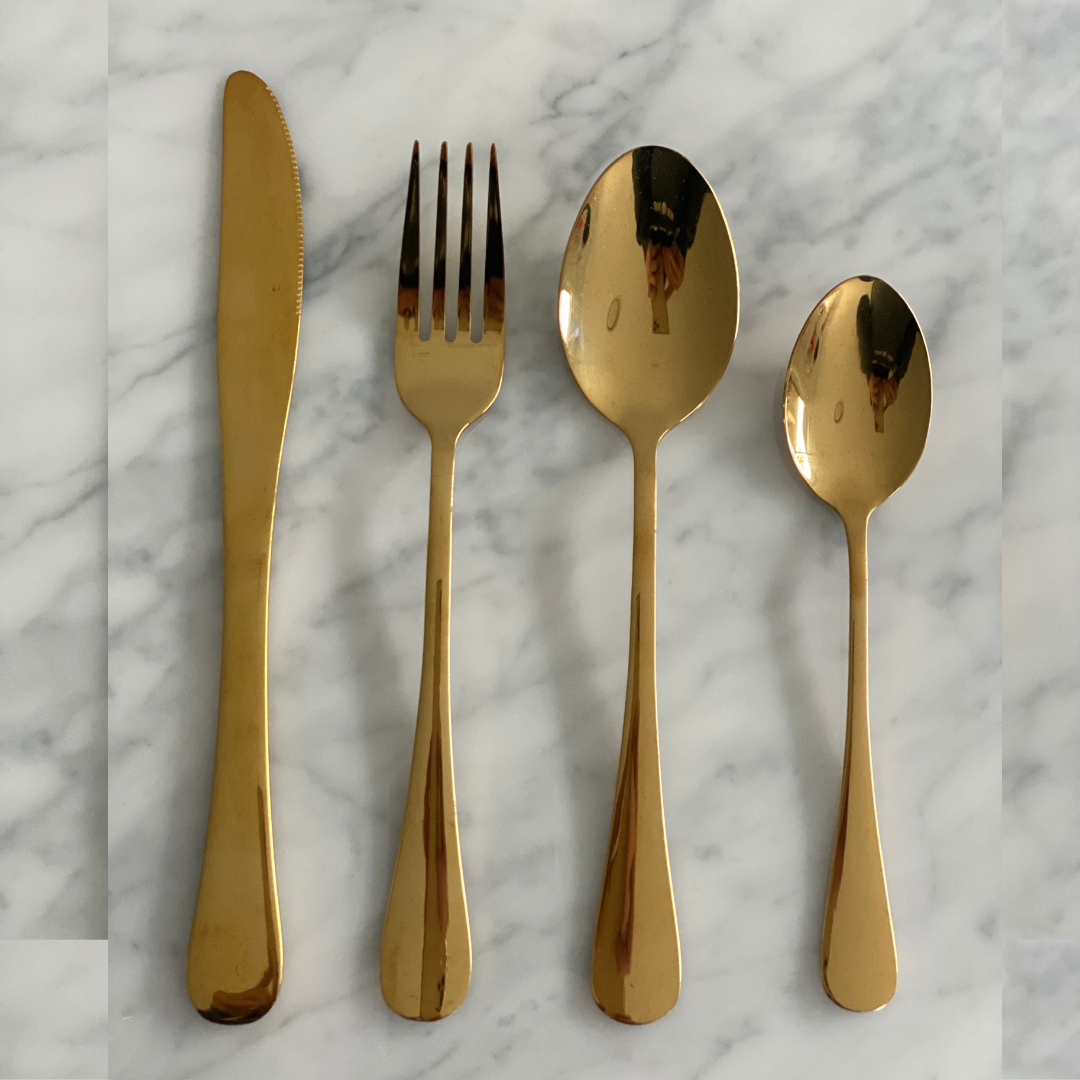 Full Set (24 pieces) Gold Cutlery