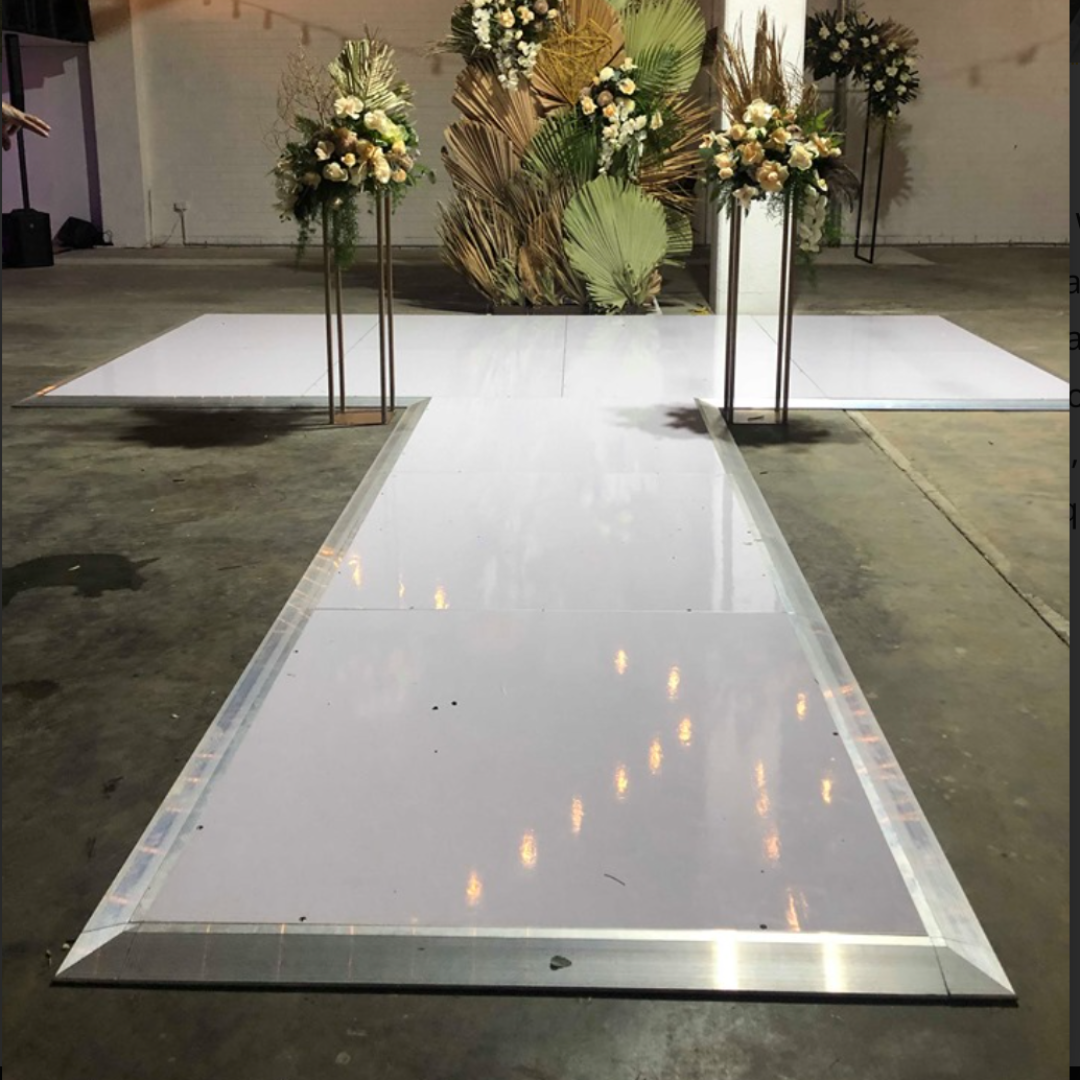 White Gloss Wooden Dance Floor - Individual piece hire